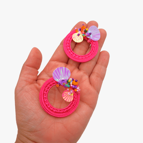 Esther neon pink hoop earring