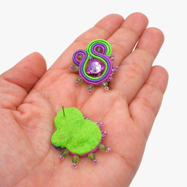 Nani small green and purple earring