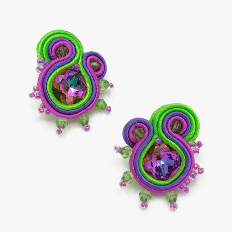 Nani small green and purple earring