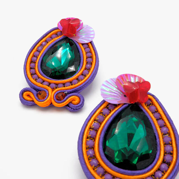 Sofia green and orange earring