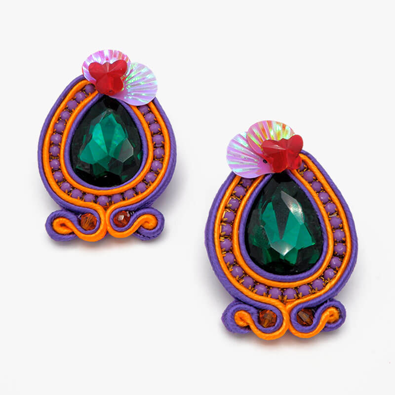 Sofia green and orange earring