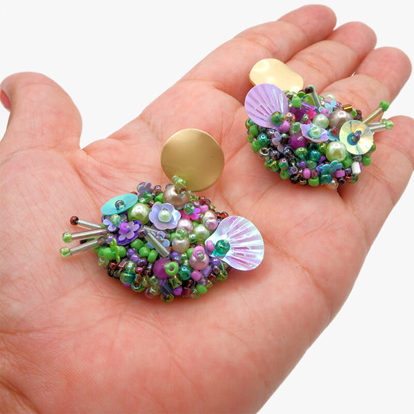 Valentina green and purple earring