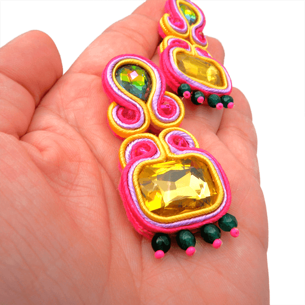 Lisi pink and yellow earring