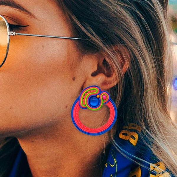 Latina - blue - Handmade hoop earring - La Camaleonica